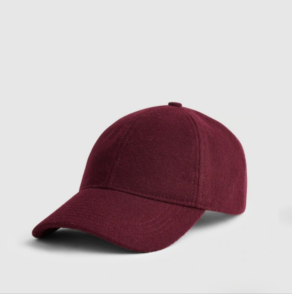 Madewell Wool Baseball Hat With Leather Adjustable Hat In Dark Pomegranite